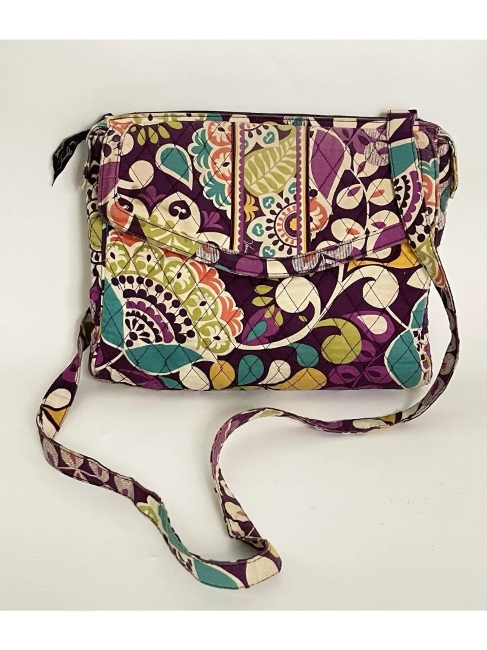 Vera Bradley Plum Crazy Mailbag Messenger Crossbody Retired Quilted Bag Florals